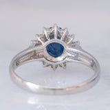 Anello ballerina vintage in platino con zaffiro (1.05ct) e diamanti (0.35ctw), anni ‘90