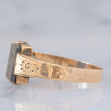 Anello vintage in oro giallo 14K con ematite incisa con profilo di soldato, anni ‘60