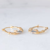 Orecchini Claddagh vintage in oro giallo e bianco 9K