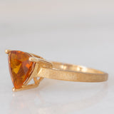 Solitario in oro giallo 9K con quarzo citrino di taglio trillion (1.93ct)