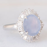 Anello ballerina vintage in platino con zaffiro stellato (6.40ct) e diamanti (0.94ctw), anni ‘80