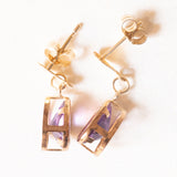 Vintage-Tropfenohrringe aus 9-karätigem Gelbgold mit Amethyst (ca. 0.80 ctw), 70er Jahre