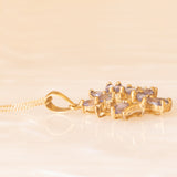 Vintage-Halskette mit Kette aus 9-karätigem Gelbgold und Anhänger aus 9-karätigem Gelbgold mit Tansaniten (ca. 0.48 ctw) und Diamanten, 80er/90er Jahre