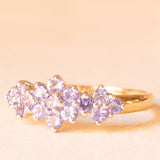 Vintage-Ring aus 9-karätigem Gelbgold mit floralem Dekor und Tansaniten (ca. 0.75 ctw), Jahr 2005