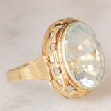 Anello da cocktail vintage in oro giallo 14K con acquamarina (5ct ca.), anni ‘60