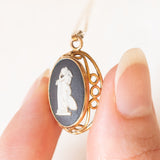 Vintage-Halskette aus 9-karätigem Gelbgold mit Jaspis-Anhänger aus 9-karätigem Gelbgold, 70er Jahre