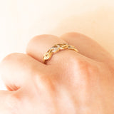 Vintage-Ring „Keeper“ aus 9-karätigem Gelb- und Weißgold mit Diamanten, 50er/60er Jahre