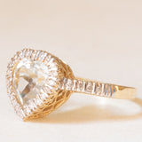 Vintage-Ring aus 14-karätigem Gelbgold mit Aquamarin im Herzschliff (ca. 2.20 ct) und Diamanten im Brillantschliff (ca. 0.22 ctw), 80er/90er Jahre