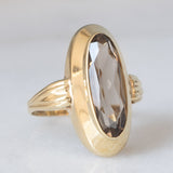 Anello da cocktail vintage in oro giallo 8K con quarzo fumé (1ct ca.), anni ‘70
