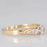 Solitario vintage in oro giallo 9K con diamanti (centrale di taglio brillante e di 0.20ct ca.)