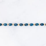 Collana vintage in oro giallo 9K con pirite e pietre blu