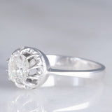 Solitario in oro bianco 18K con diamante di taglio vecchia miniera (0.97ct ca.)