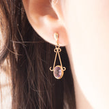 Vintage-Tropfenohrringe aus 9-karätigem Gelbgold mit Amethysten (ca. 1 Karat), 50er/60er Jahre