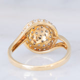 Anello tourbillion vintage in oro giallo 14K e diamanti (1.10ctw ca.), anni '70