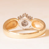 Vintage-Blumenring aus 14-karätigem Gelb- und Weißgold mit Diamanten (ca. 0.35 ctw), 60er Jahre