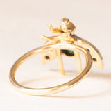 Fliegenring aus einer antiken Brosche aus 18 Karat Gelbgold und Silber mit Smaragden und Diamanten im Rosettenschliff