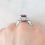 Anello vintage in platino con tormalina (3.50ct) e diamanti (1.22ctw), anni ‘80