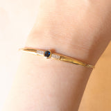 Braccialetto vintage in oro giallo e bianco 9K con zaffiro (0.30ct ca.) e diamanti, anno 1986