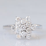 Anello a fiocco di neve vintage in oro bianco 14K con diamanti di taglio brillante (0.71ctw ca.), anni ‘60/‘70