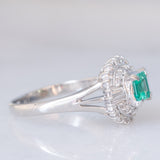 Anello ballerina vintage in platino con smeraldo (0.40ct) e diamanti (0.38ctw), anni ‘90