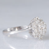Anello a fiocco di neve in oro bianco 14K con diamanti di taglio brillante (1ctw ca.), anni ‘70/‘80