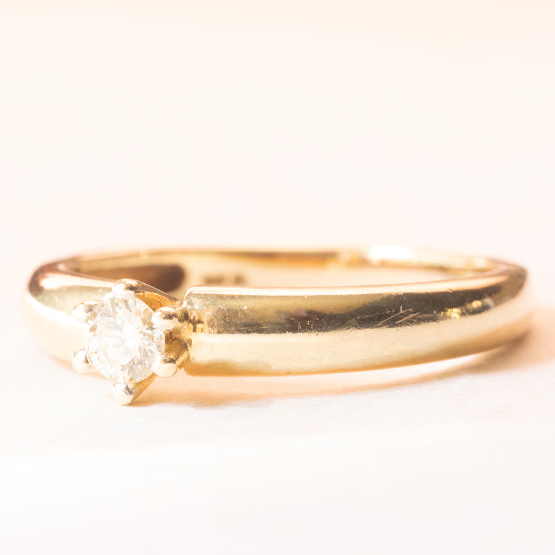 Solitario vintage in oro giallo 14K con diamante di taglio brillante (0.17ct ca.), anni ‘60
