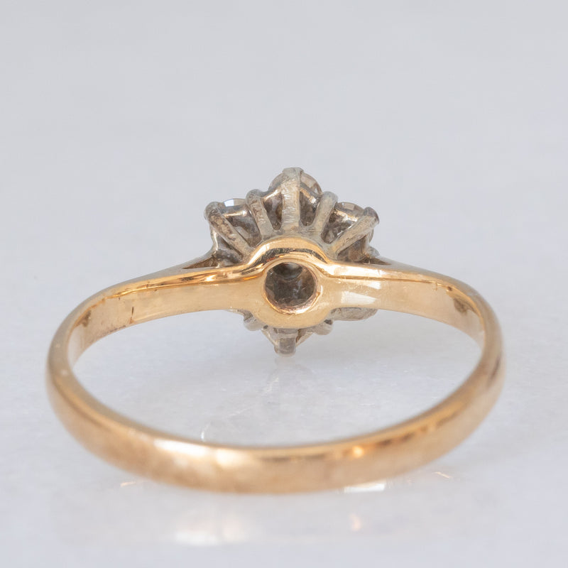 Anello a margherita vintage in oro giallo 9K con diamanti di taglio brillante (0.30ctw ca.), anno 1990