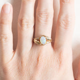 Vintage-Ring aus 14-karätigem Gelb- und Weißgold mit Opal (ca. 0.70 ct) und Diamanten (ca. 0.04 ctw), 60er/70er Jahre