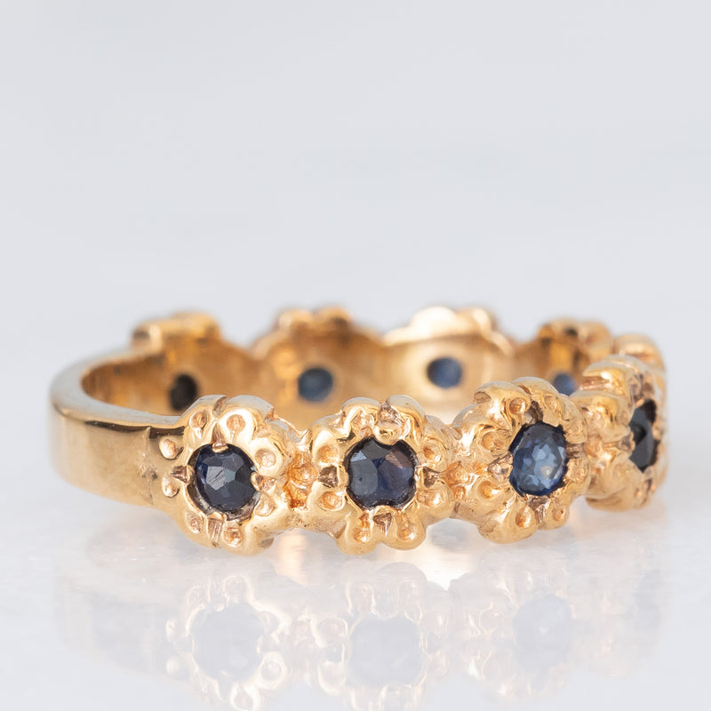 Mezzo eternity vintage in oro giallo 9K con zaffiri (0.36ctw ca.), anno 1983