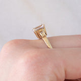 Anello da cocktail vintage in oro giallo 8K con morganite (1.50ct ca.) e diamanti