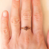 Vintage 9K Yellow Gold Flower Ring with Garnets (0.30ctw approx.)