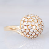 Anello tourbillion vintage in oro giallo 14K e diamanti (1.10ctw ca.), anni '70