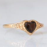 Anello vintage in oro giallo 9K con cuore di onice, anno 1989