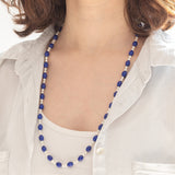 Collana vintage con lapislazzuli e perle bianche e con chiusura in oro giallo 8K