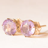 Vintage-Ohrringe aus 9-karätigem Gelbgold mit Amethysten (ca. 3 Karat), 1981