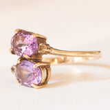 Vintage-Ring „Toi et Moi“ aus 9-karätigem Gelbgold mit Amethysten (ca. 2 Karat) und weißen Spinellen, Jahr 2006