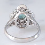 Anello ballerina vintage in platino con alessandrite naturale (1.10ct) e diamanti di taglio brillante e tapered (0.81ctw), anni ‘90