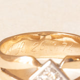 Vintage 9K yellow gold band ring with old European cut diamond (0.10ct approx.), 70s