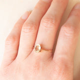 Solitario vintage in oro giallo 9K con quarzo citrino (1ct ca.), anno 1981