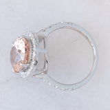 Anello a margherita vintage in platino con morganite (5.20ct) e diamanti (0.85ctw), anni ‘2000