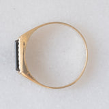 Anello vintage in oro giallo 9K con onice, anno 1986