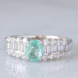 Anello vintage in platino con tormalina paraiba (0.76ct) e diamanti (0.71ctw), anni ‘90/anni ‘2000