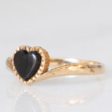 Anello vintage in oro giallo 9K con onice di taglio a cuore, anno 1989