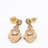 Orecchini vintage in stile Art Déco in oro giallo 18K con diamanti (0.70ctw ca.), anni ‘70/‘80