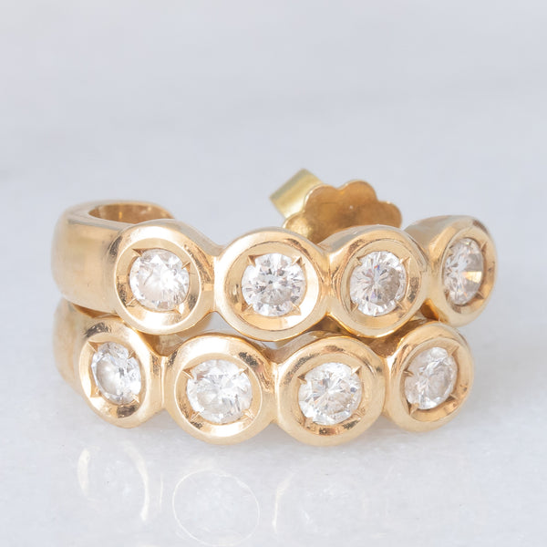 Orecchini a “C” vintage in oro giallo 18K con diamanti di taglio brillante (0.80ctw ca.), anni ‘70/‘80