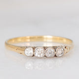 Veretta antica in oro giallo e bianco 14K con diamanti di taglio vecchia miniera (0.35ctw ca.), anni ‘30