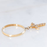 Anello vintage in oro giallo 18K con pendente a croce con diamanti di taglio brillante (0.30ctw), anni ‘90