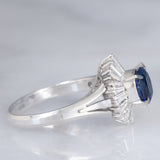 Ballerina in blu - Anello ballerina vintage in platino con zaffiro e diamanti