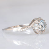 Anello vintage in oro bianco 9K con acquamarine (0.50ctw ca.) e diamanti (0.05ctw ca.), anni ‘90