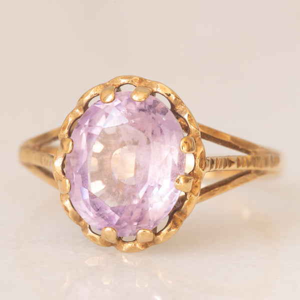Anello da cocktail vintage in oro giallo 9K con ametista (2.10ct ca.), anno 1990